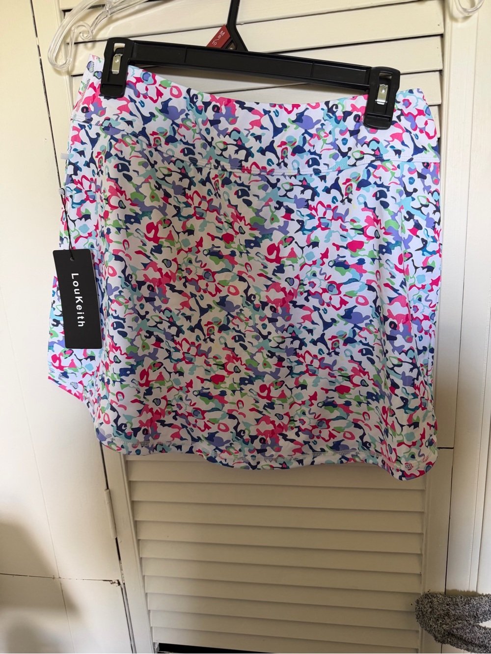 White Mini Skirt with Pink, Blue and Green Floral Print